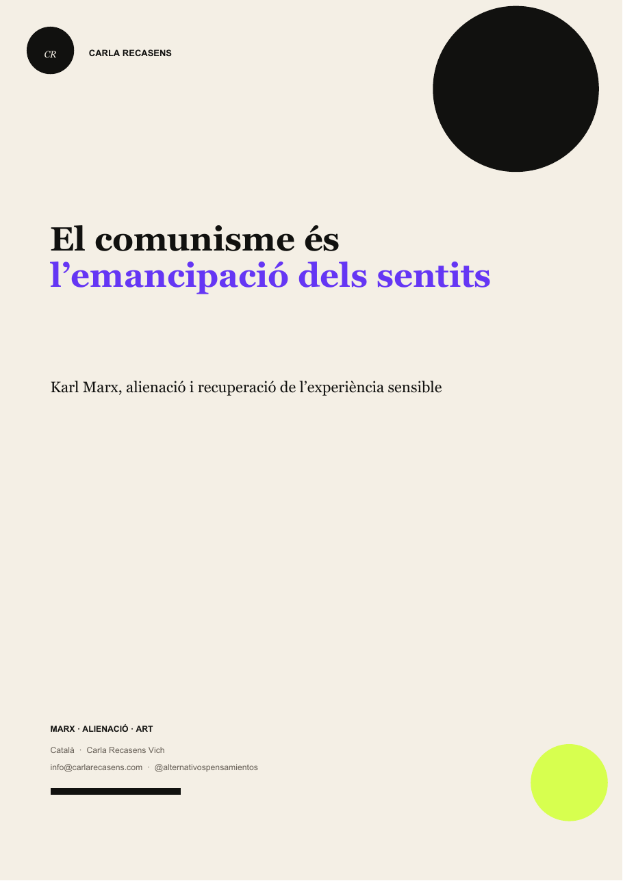 Portada d’El comunisme és l’emancipació dels sentits